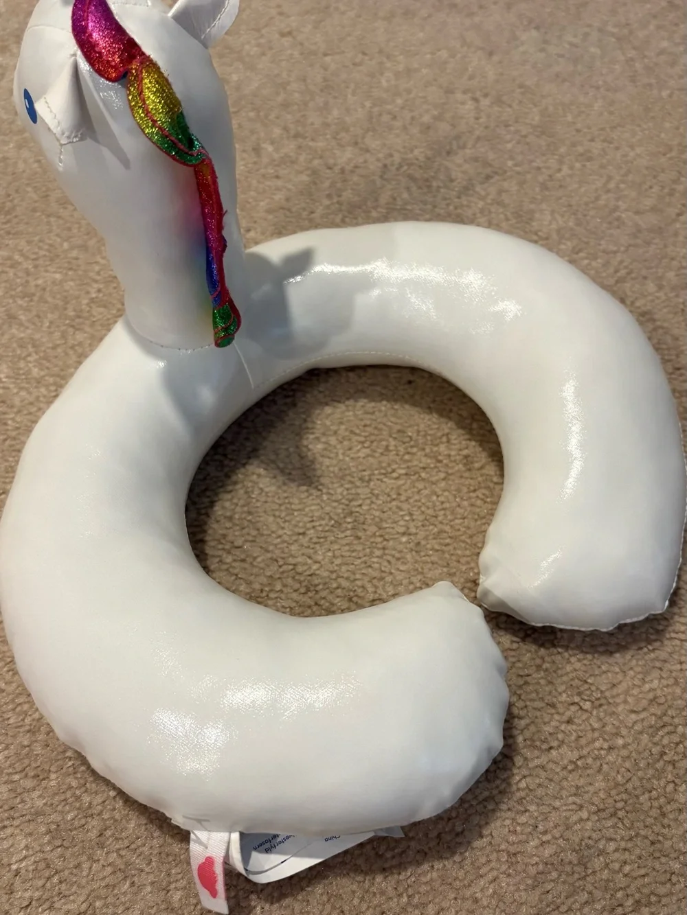 Build-A-Bear White Unicorn Swim Ring with Silver Horn and Pink Accents